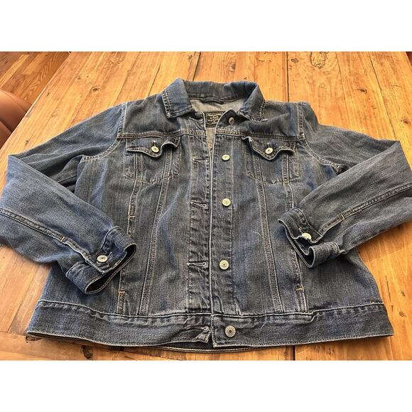 Abercrombie & Fitch Denim Jean Blue Jacket Size XL Y2K 90s Button Closure - Picture 1 of 16
